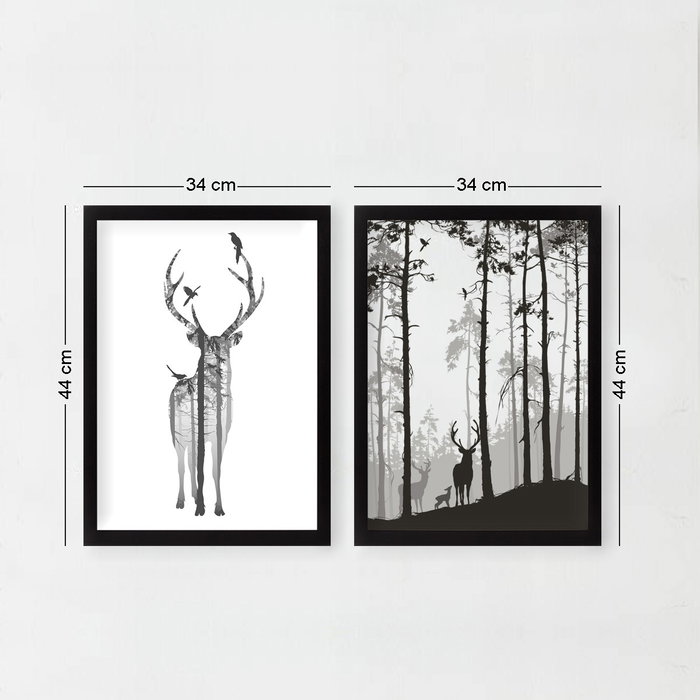 Wallity Set de 2 Cuadros Decorativos Enmarcados Blanco y Negro Wallity Set de 2 Cuadros Decorativos Enmarcados Blanco y Negro